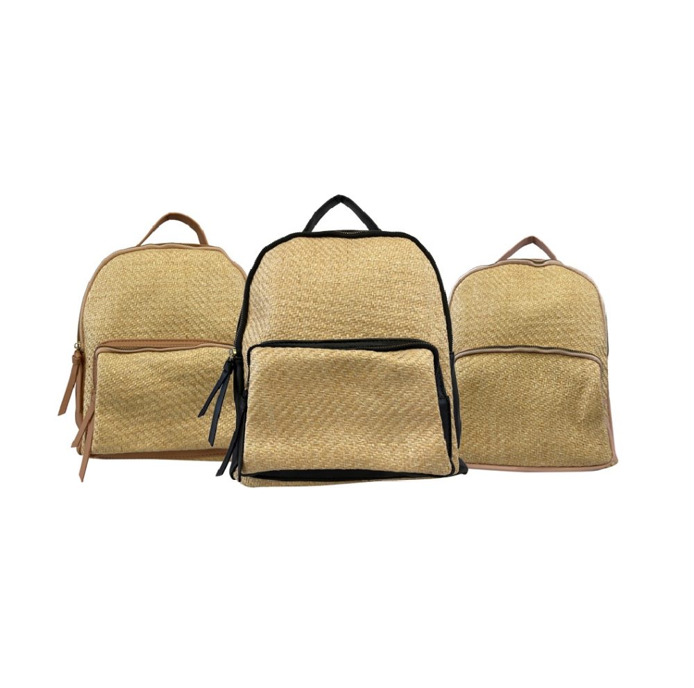 MOCHILA DE RAFIA Y SIMIL CUERO ART CAYW44S23Z GAÑ