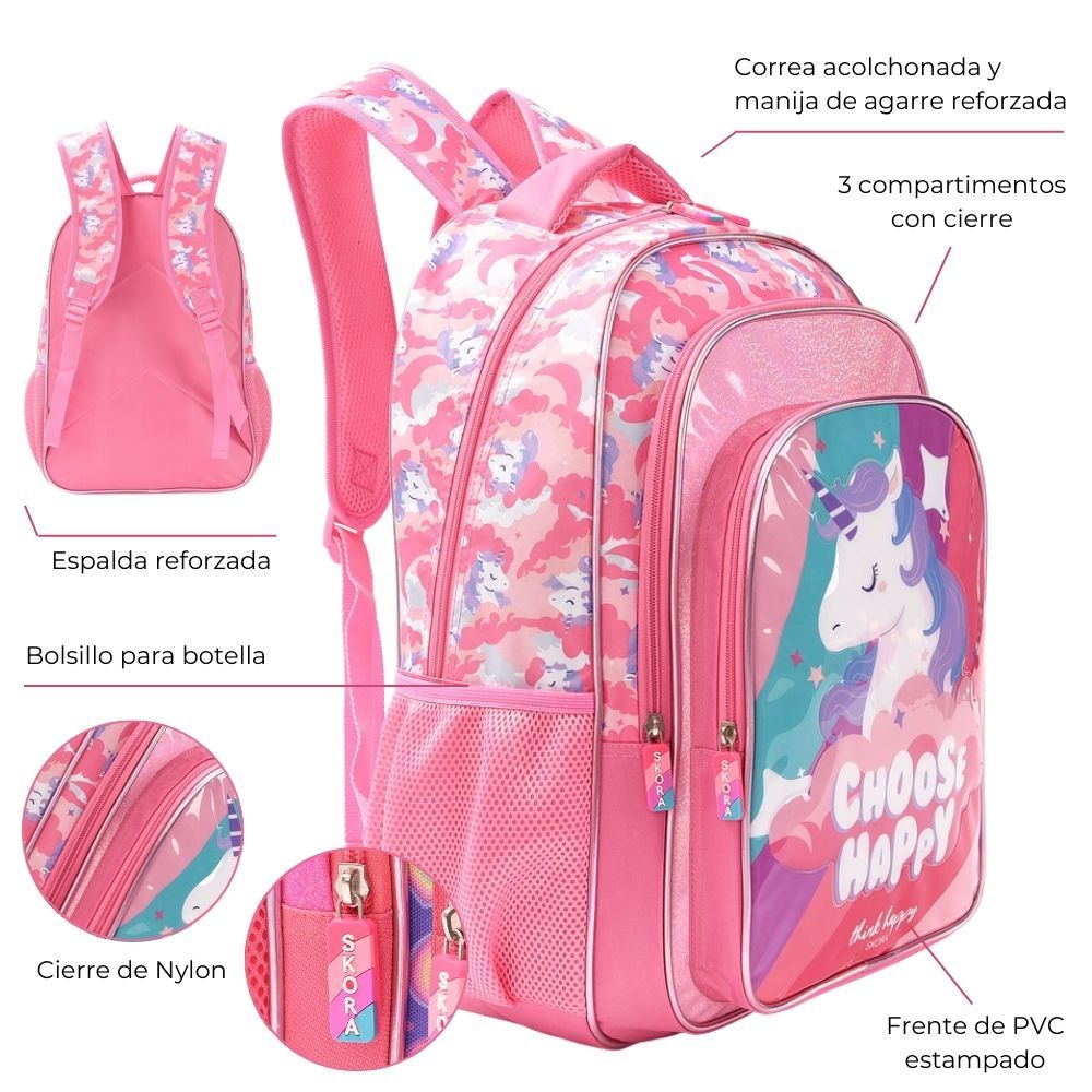 MOCHILA UNICORN THINK HAPPY 18" ART 32136 LAÑ