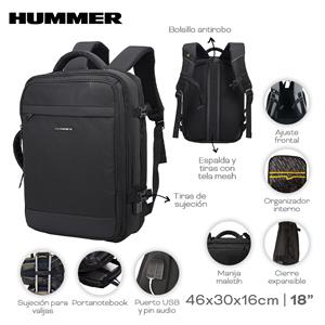 MOCHILA PORTANOTEBOOK HUMMER 18" ART 22061 CAÑ