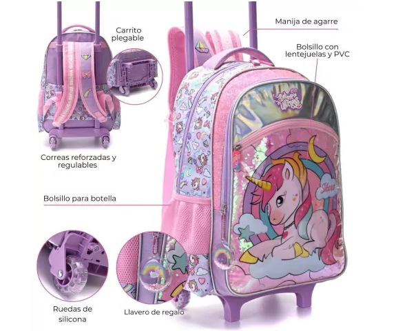 MOCHILA CARRO UNICORNIO 18" ART 37601 LAÑ