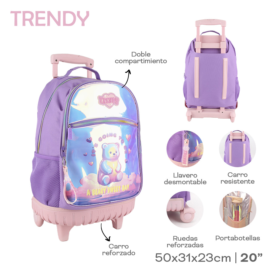 MOCHILA CARRO TRENDY HOLOGRAFICA OSITO 28038 AAO