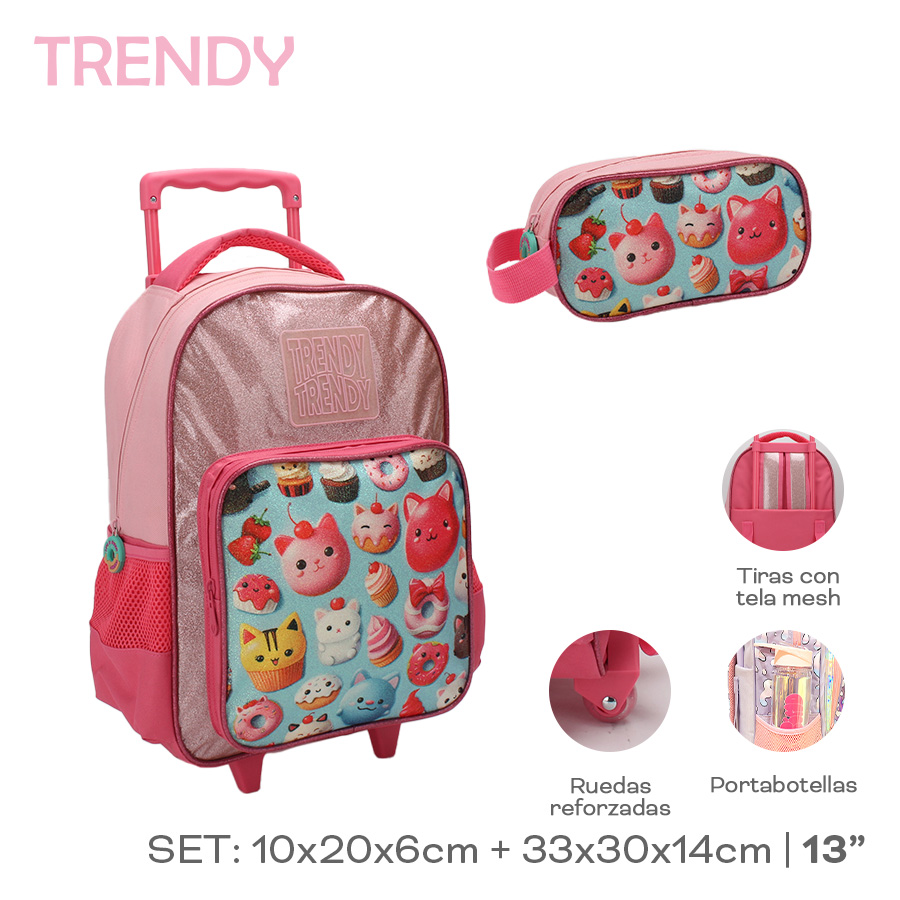 SET MOCHILA CARRO Y CARTU TRENDY 13" ART 28088 AAO