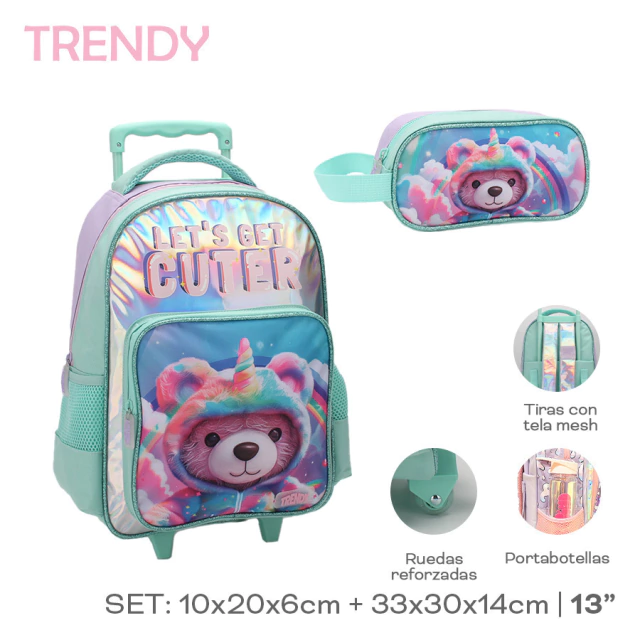 SET MOCHILA CARRO Y CARTU TRENDY 13" ART 28089 AAO
