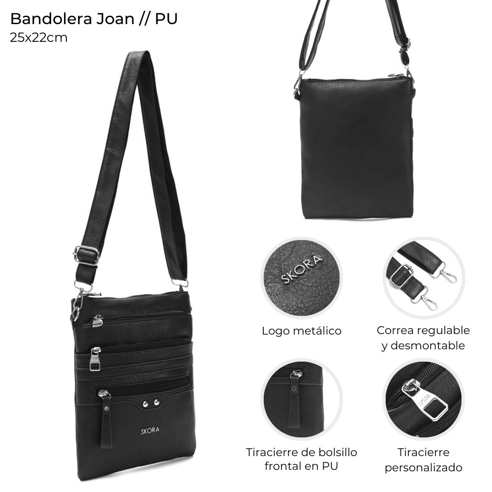 BANDOLERA JOAN TRES CIERRES 25X22 CM ART 38170 CAÑ