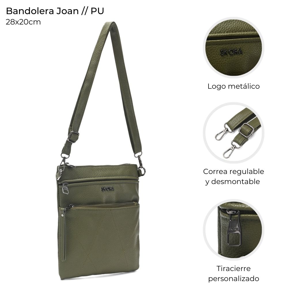 BANDOLERA JOAN TRES CIERRES 28X20 CM ART 38189 CAÑ