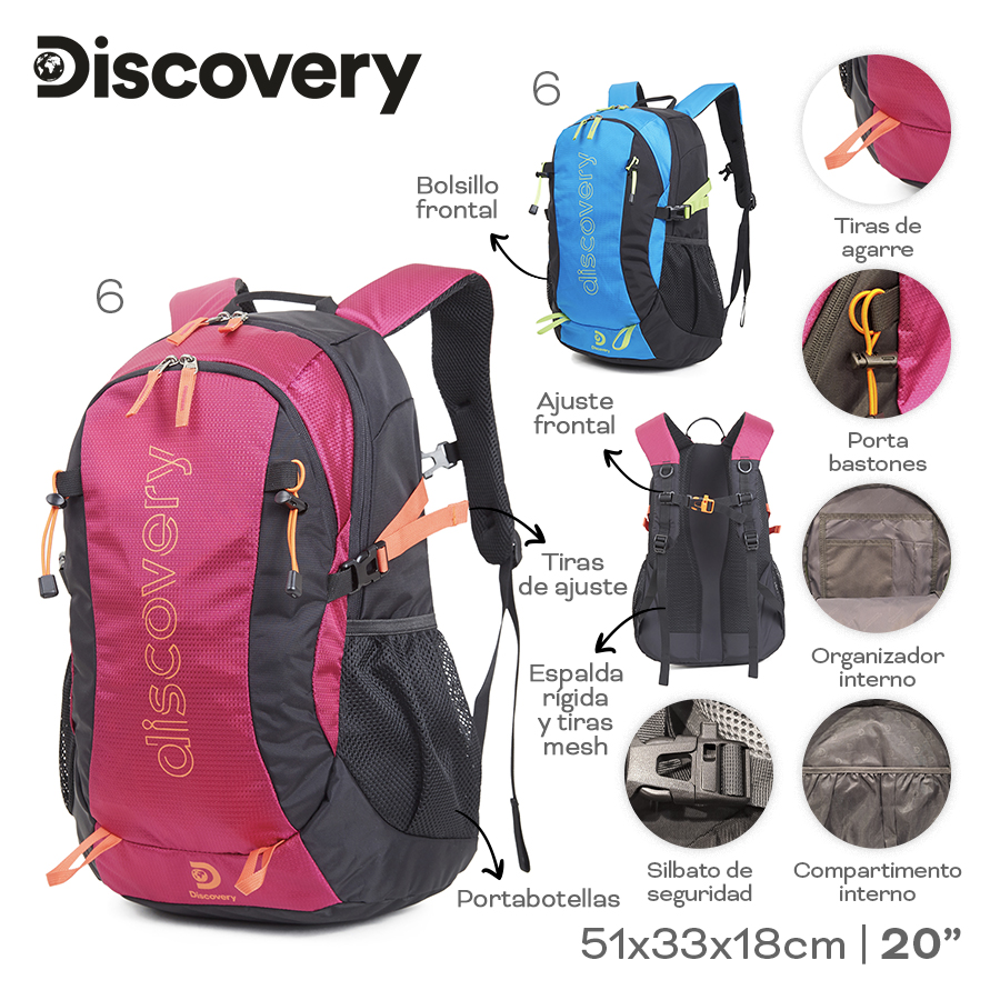 MOCHILA CAMPING DISCOVERY 51X33X20CM ART 22308 BAO