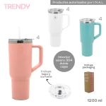 VASO TERMICO TRENDY TAPA C/SORBETE 1200ML ART 18482 AAO