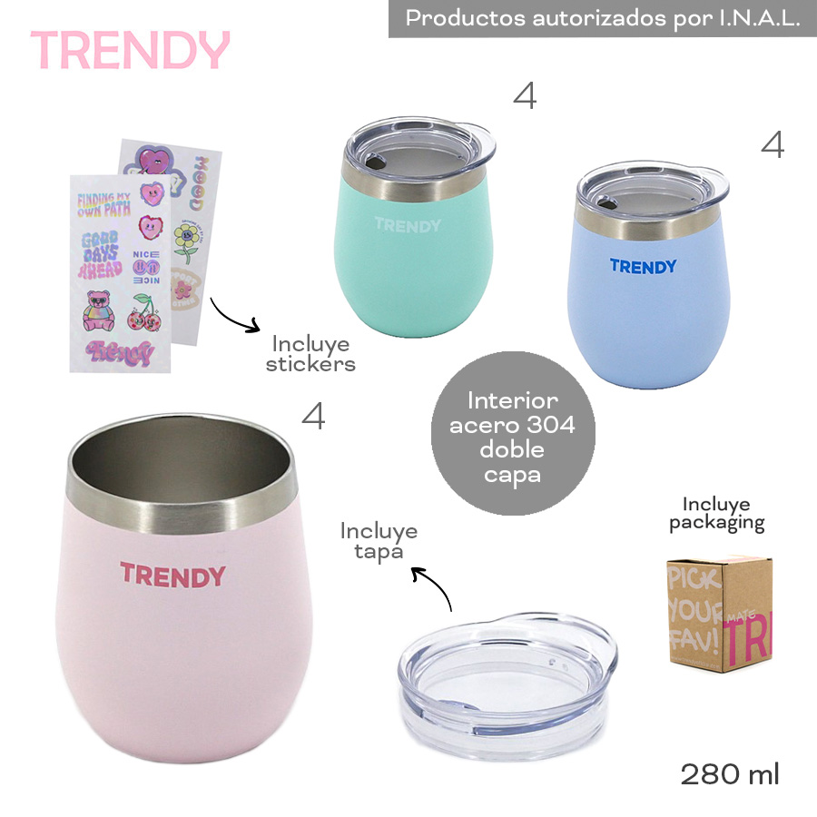 MATE TRENDY C/ TAPA ACERO Y STIKERS ART 19016 AAO