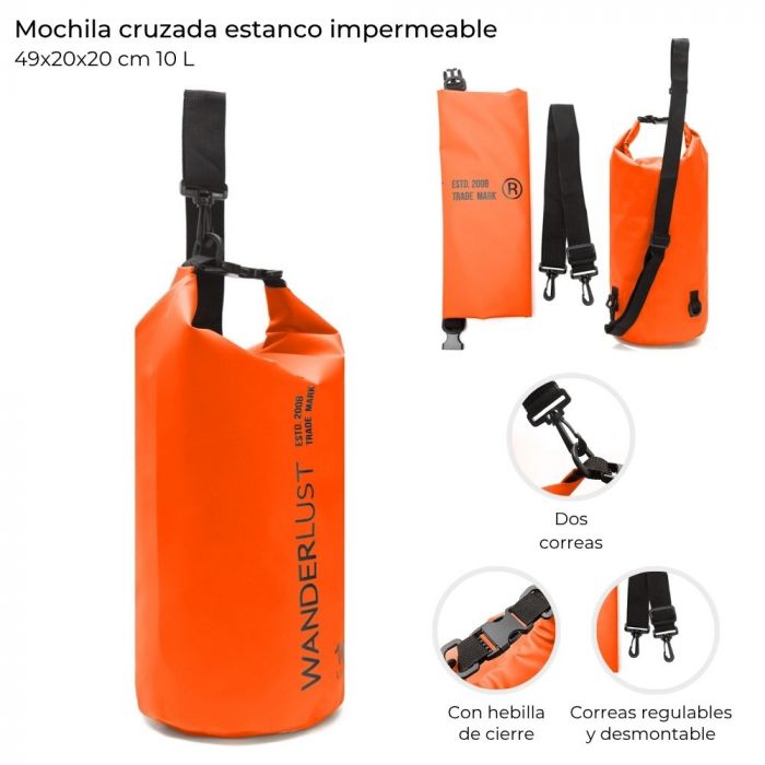 MOCHILA CRUZADA ESTANCO IMPERMEABLE 10LTS ART 40684 FAO