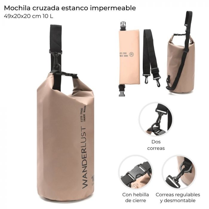 MOCHILA CRUZADA ESTANCO IMPERMEABLE 10LTS  ART 40687 FAO
