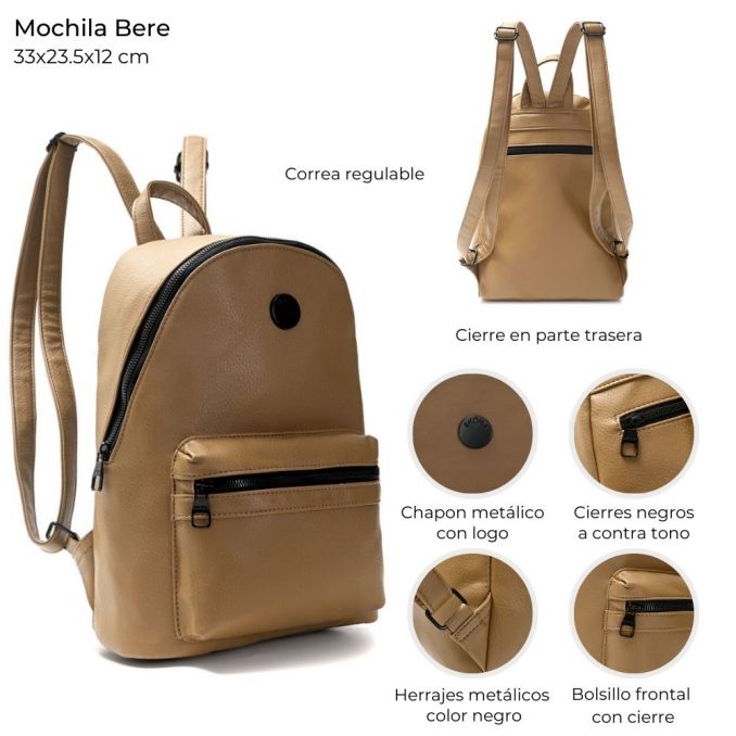 MOCHILA BERE CAMEL 33X23.5X12  ART 39917 IAÑ