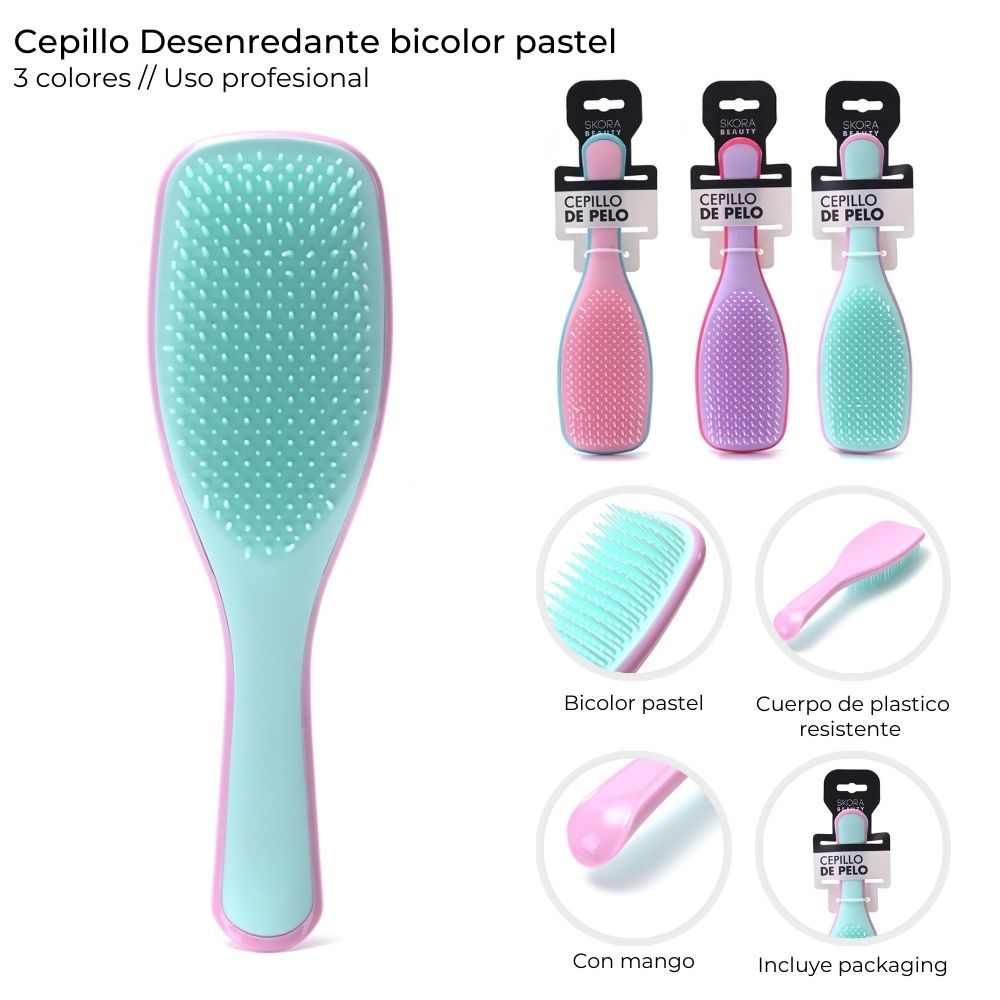 CEPILLO DESENREDANTE BICOLOR PASTEL ART 39023 CAO