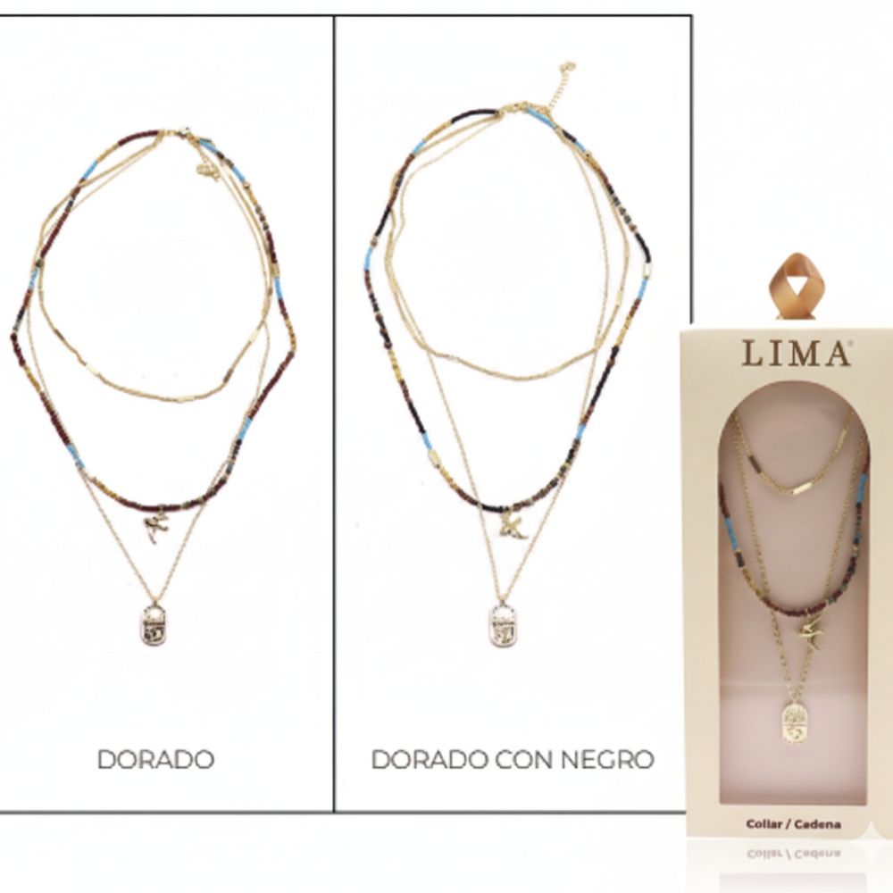 COLLAR ANITA DORADO / PLATEADO ART BJ36 BAO