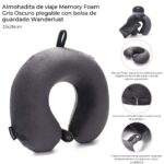 ALMOHADA DE VIAJE MEMORY FOAM GRIS OSCRO PLEGABLE 43472 JAO