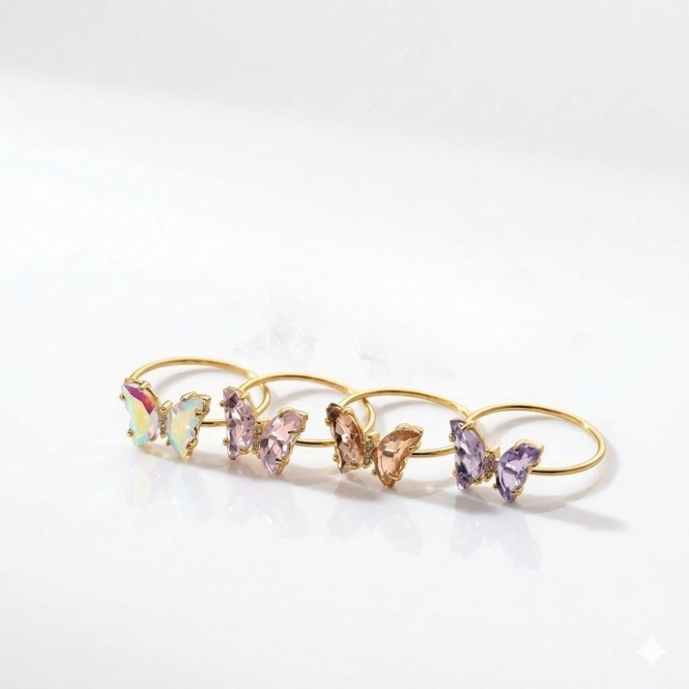 ANILLO ACERO DORADO CON MARIPOSA DE CRISTAL ART AN2164D CAO