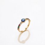 ANILLO BRONCE DORADO MICROPAVE Y OJITOS ART AN527D CAO