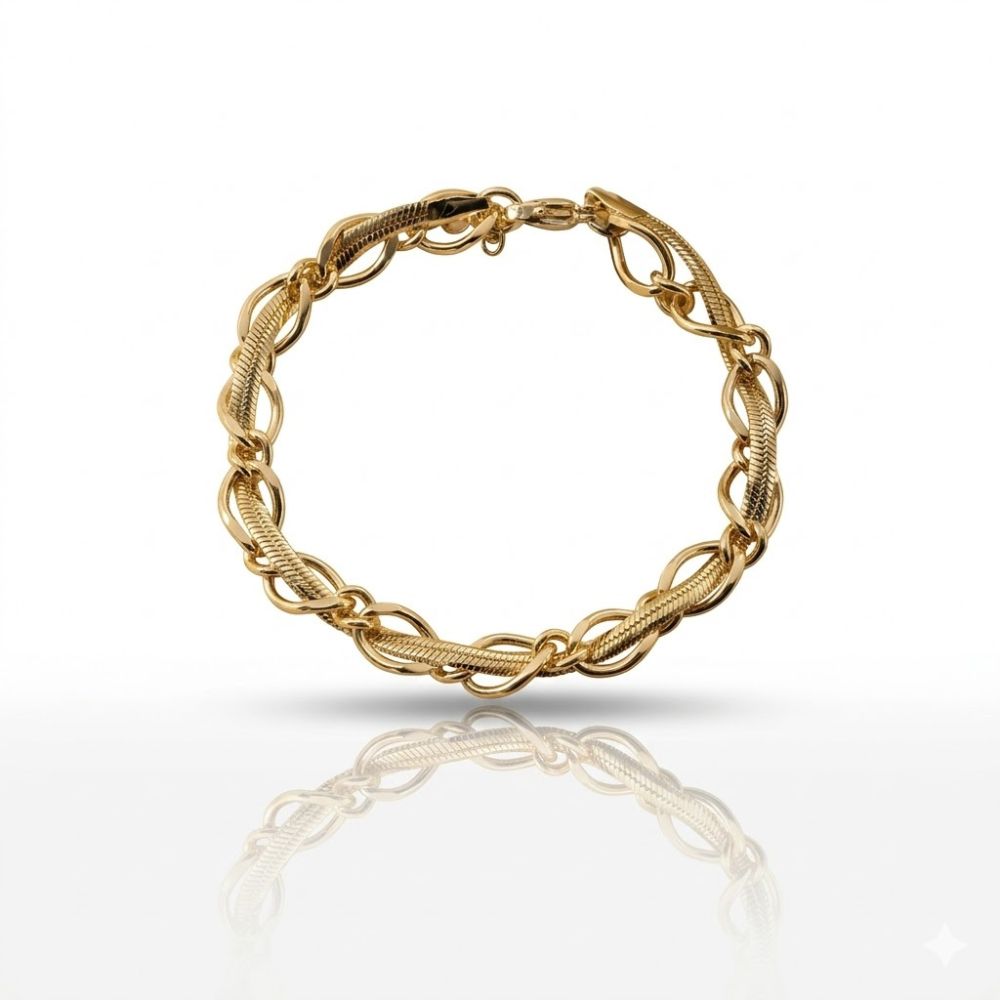 PULSERA ACERO DORADO DOBLE CADENA APUDI410D CAO