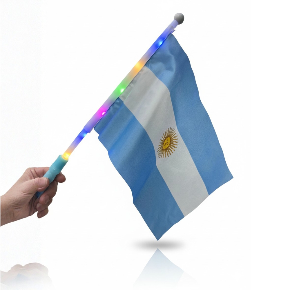 BANDERA ARGENTINA C/MANGO LUZ INER 20X28CM AG-807 CAO