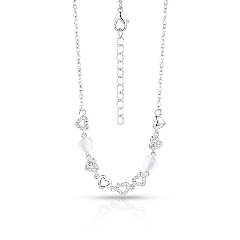 PULSERA ACERO BLANCO DIJES DE CORAZONES APUDI610P CAO