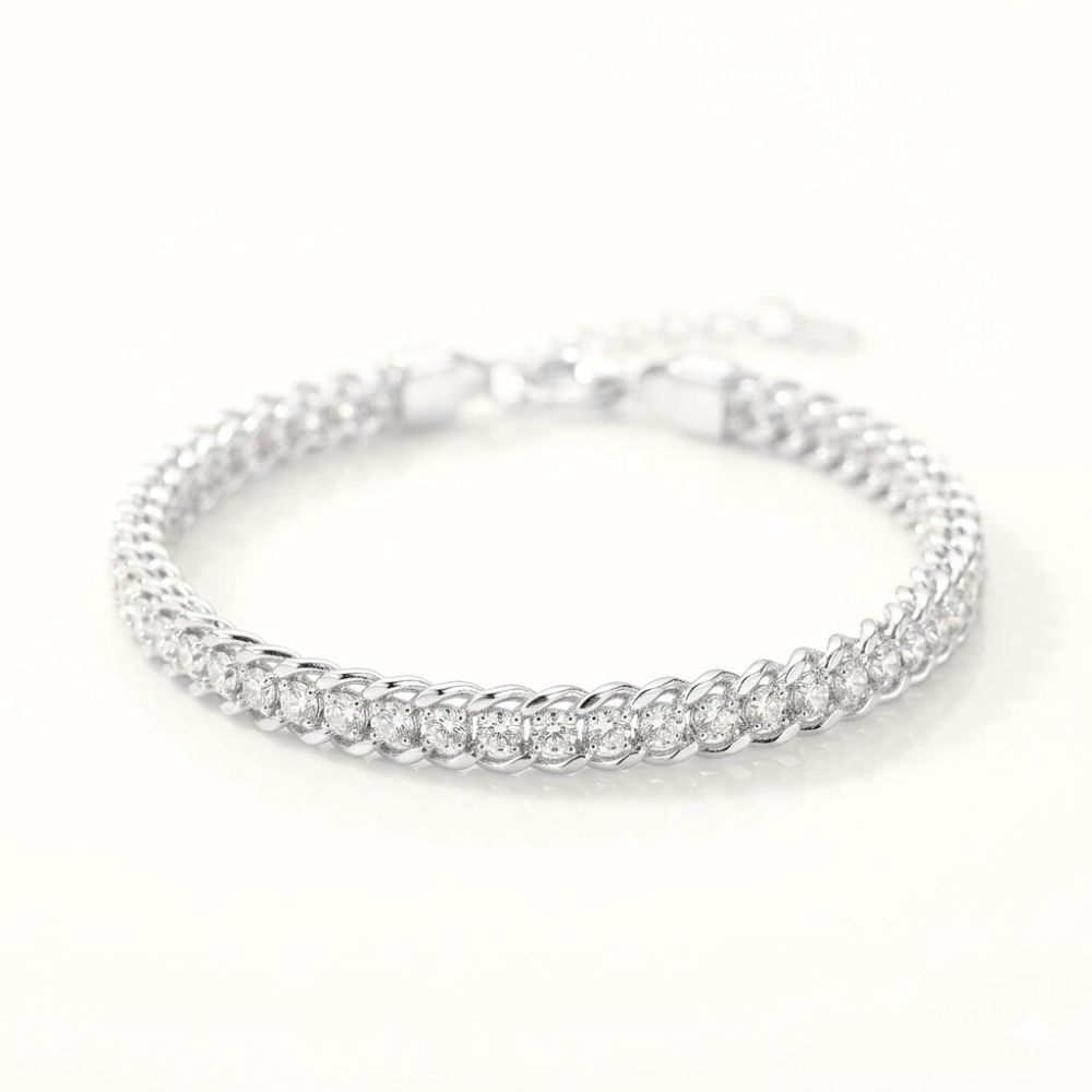 PULSERA ACERO BLANCO TRENZADA COMB STRASS APUDI612P CAO