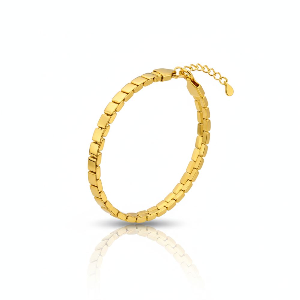PULSERA ACERO DORADO CHATA GRUESA APU226D CAO