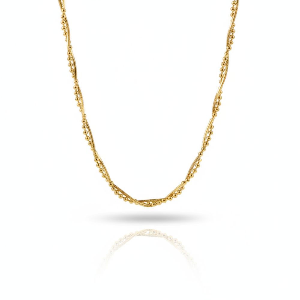 CADENA ACERO DORADO DOBLE ENTRELAZADA ACA191D CAO