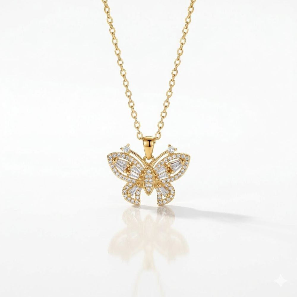CADENA ACERO DORAD DIJE BRONCE MARIPOSA MICRO BZCADI409D CAO