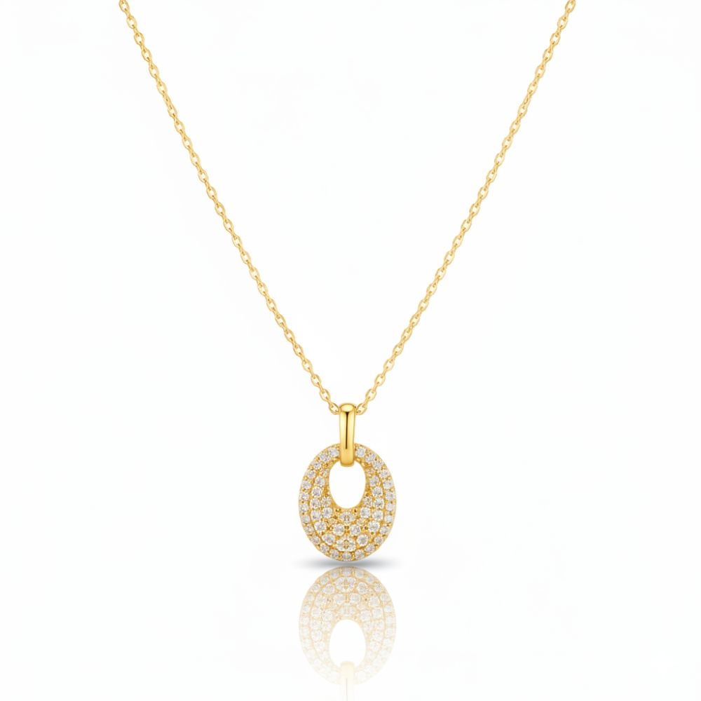 CADENA ACERO DORADO DIJE BRONCE MICROPAVE BZCADI431D CAO