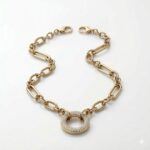 CADENA ACERO DORADO TEXTURA DIJE STRASS BZCADI397D CAO