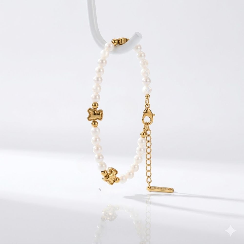 PULSERA TERMINACION ACERO DORADO PIEDRA ACADI603D CAO