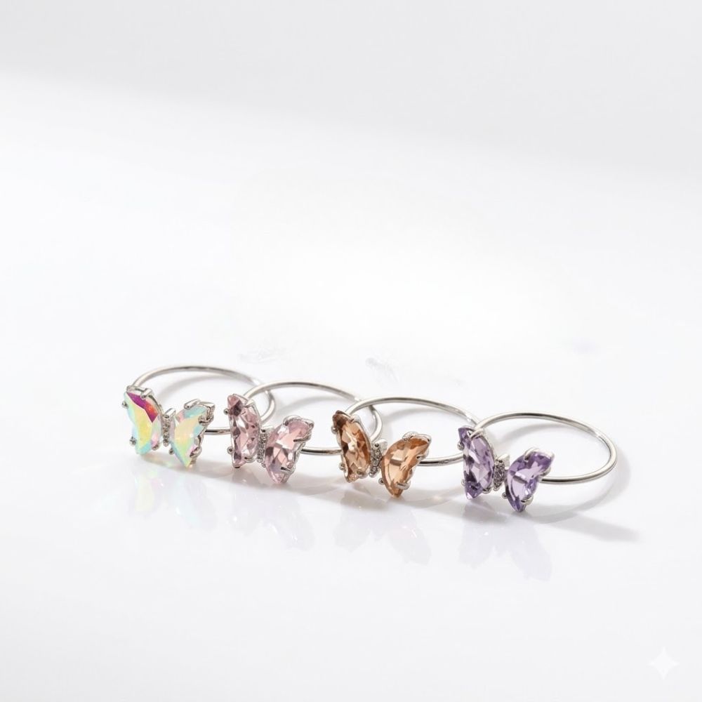 ANILLO ACERO CON MARIPOSA DE CRISTAL COLOR ART AN2164 CAO
