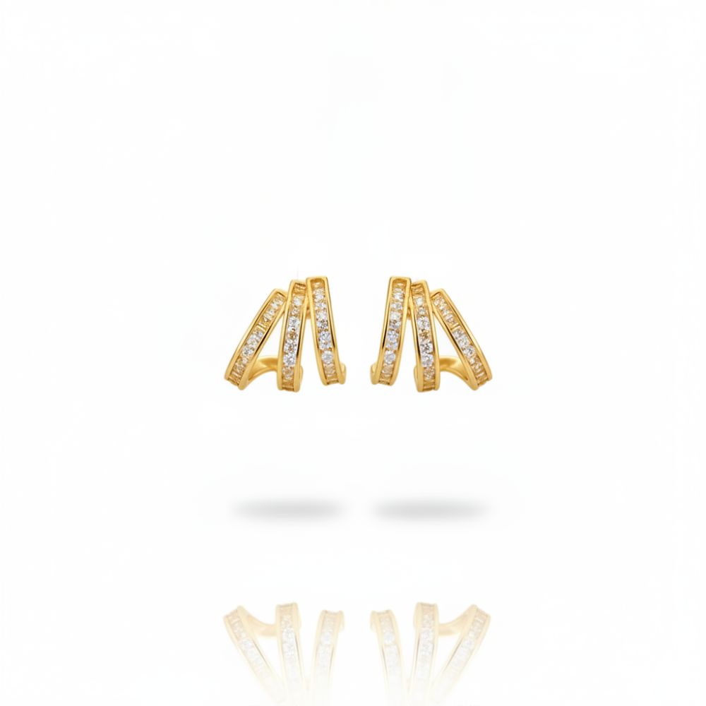 ARO BRONCE DORADO TRIPLE ARGOLLA FIJA CUBIC BZAR2344D CAO