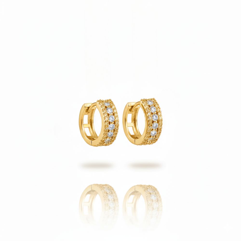 ARO BRONCE DORAD GRUESA ARGOLLA CLIP MICROPAVE BZAR2354D CAO