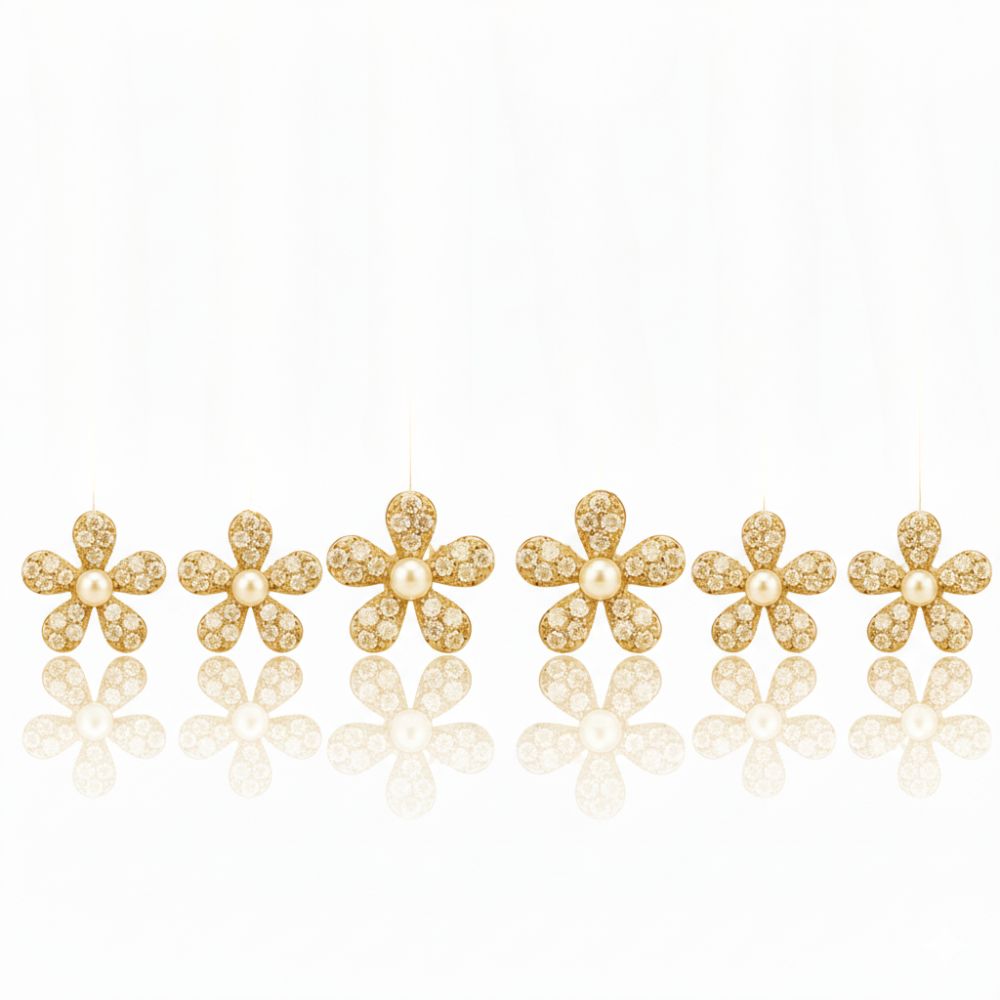 ARO BRONCE DORADO FLOR FIJA C/ MICROPAVE BZAR2325D CAO