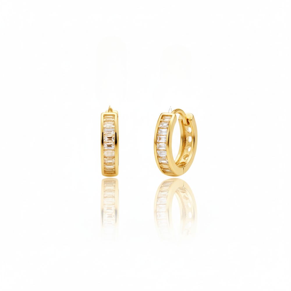 ARO BRONCE DORADO ARGOLLA CON CLIP Y CUBIC BZAR2372D CAO