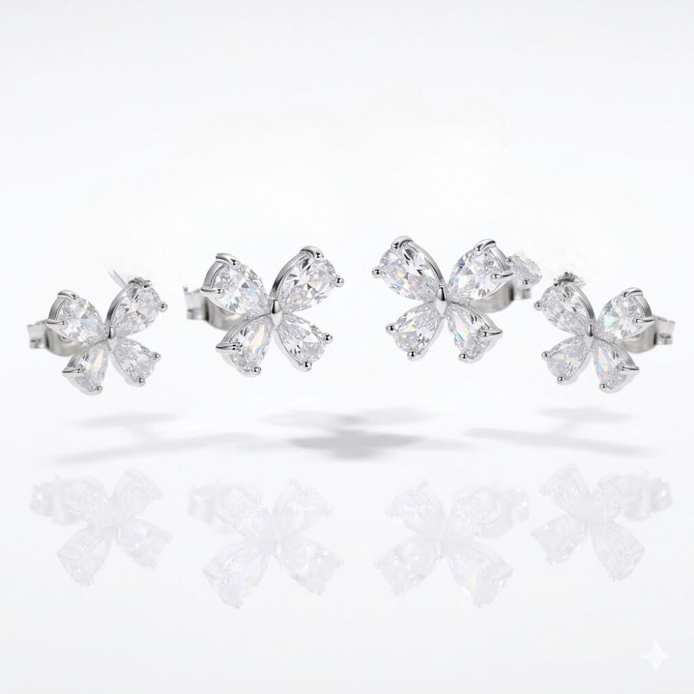 ARO BRONCE BLANCO MARIPOSA FIJA CON CUBIC BZAR2310P CAO