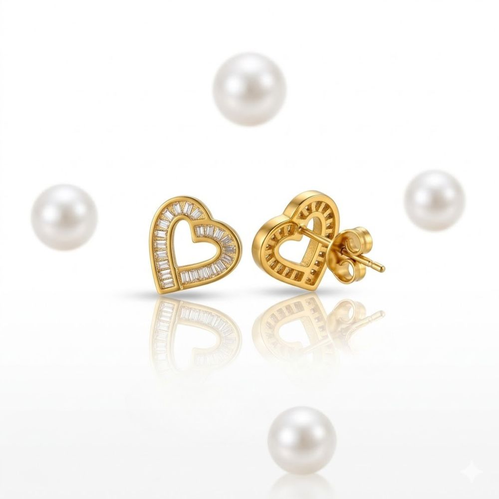 ARO BRONCE CORAZON FIJO CON CUBIC BZAR2276D CAO