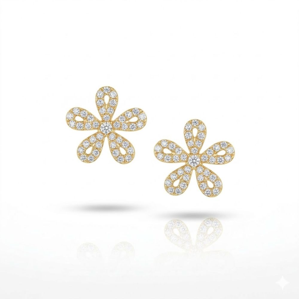 ARO PASANTE ACERO DORADO FLOR MEDIANA CON STRASS AR4604D CAO