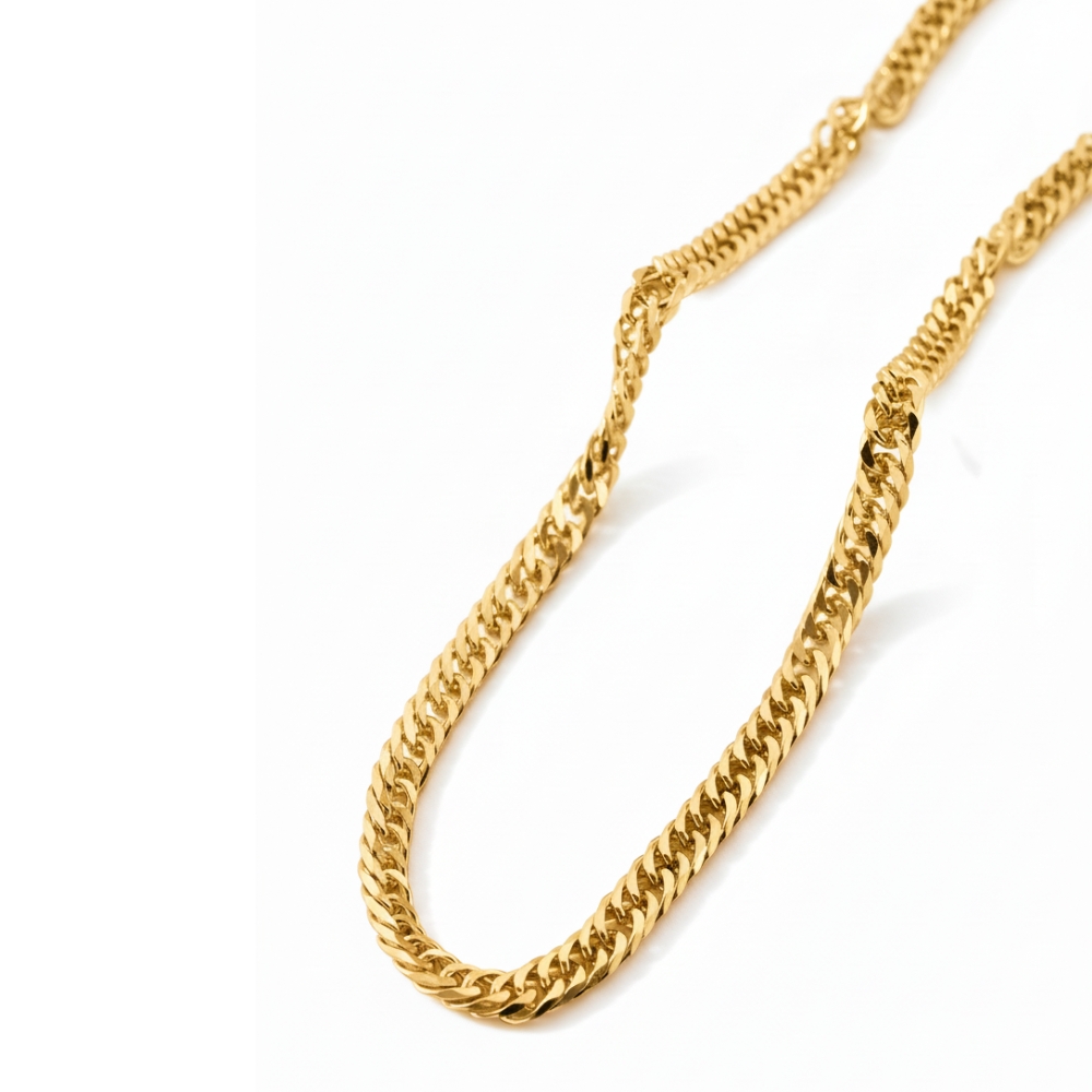 CADENA ACERO DORADO CHATA GRUESA 40+5CM ART ACA180D CAO