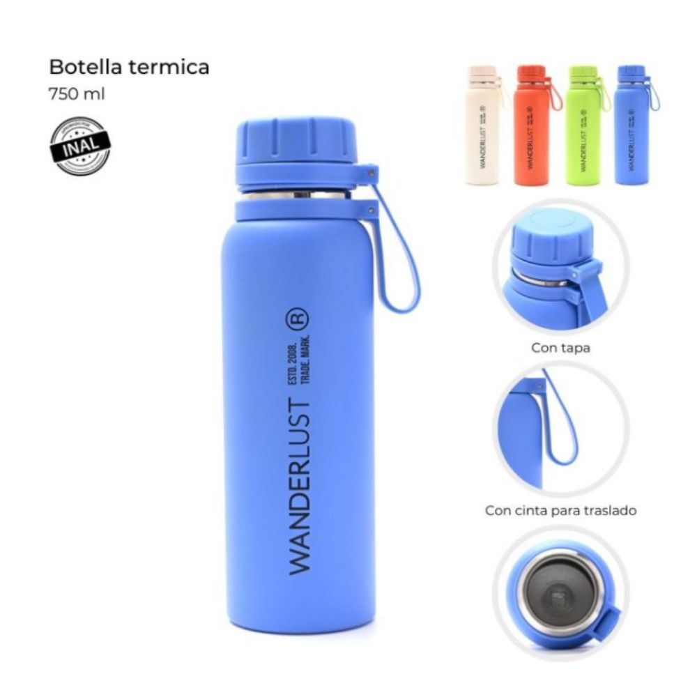 BOTELLA TERMICA C/ TAPA Y AGARRE 750ML ART 40628 CAO