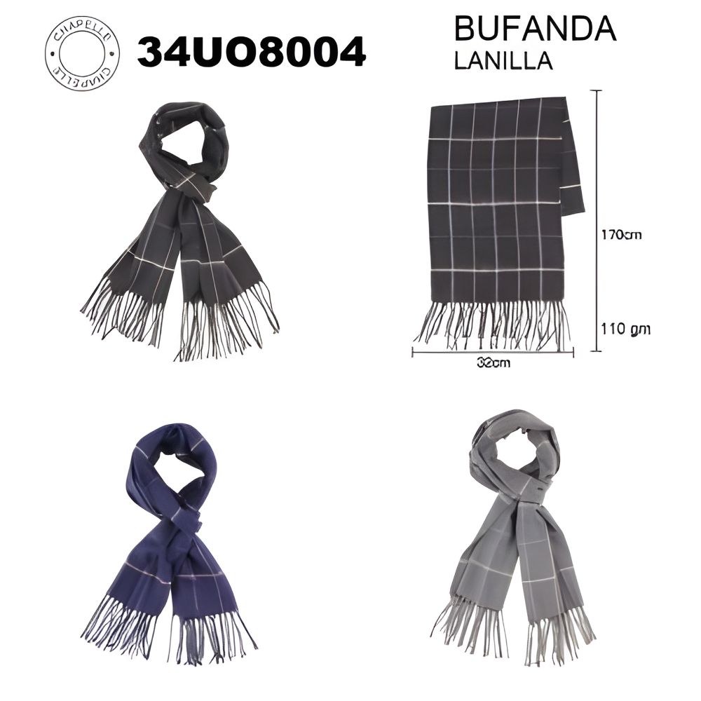 BUFANDA LANILLA A CUADROS 32x170CM ART 34UO8004 DAO