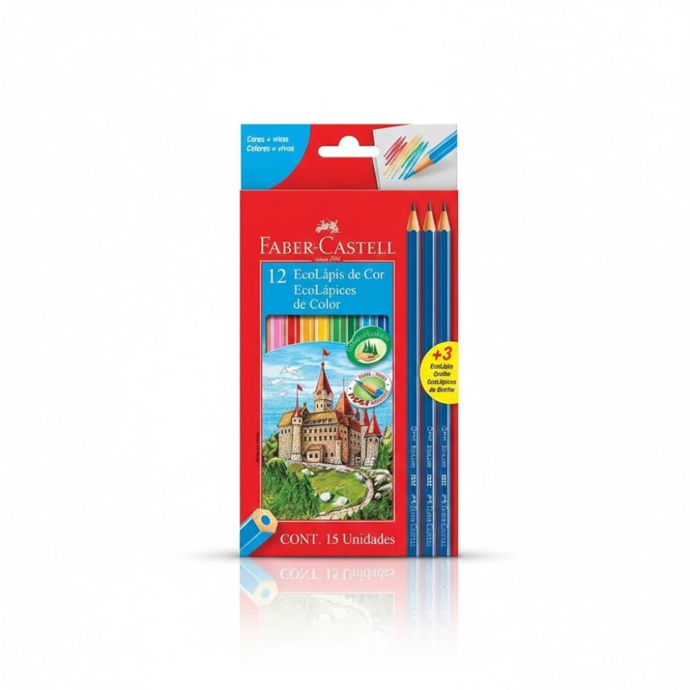 ECOLAPIZ FABER COLOR X12 LARGOS +3 GRAFITOS ART 112618 BAO