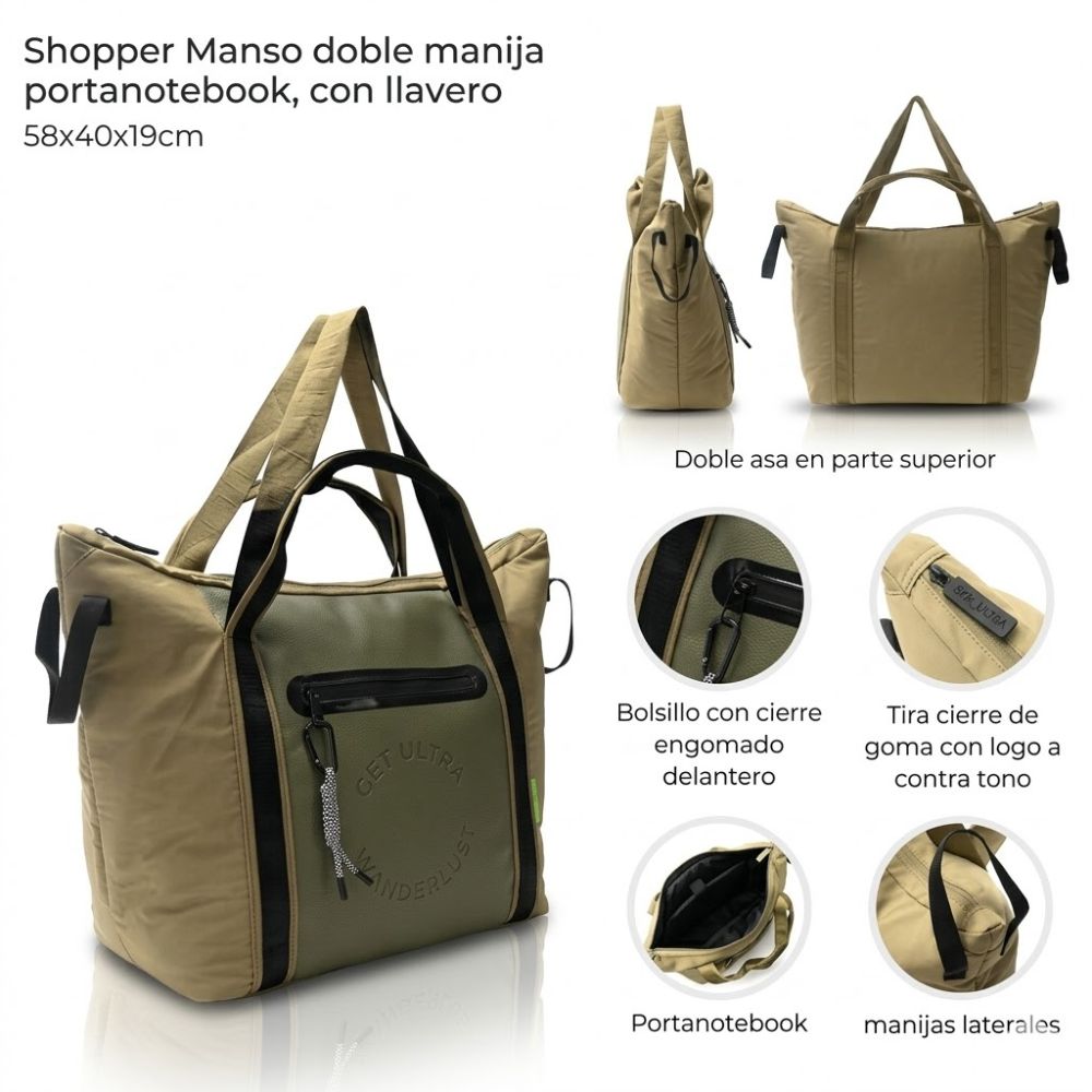 SHOPPER MANSO DOBLE MANIJA PORTANOTEBOOK C/LLAVERO 43231 DAO