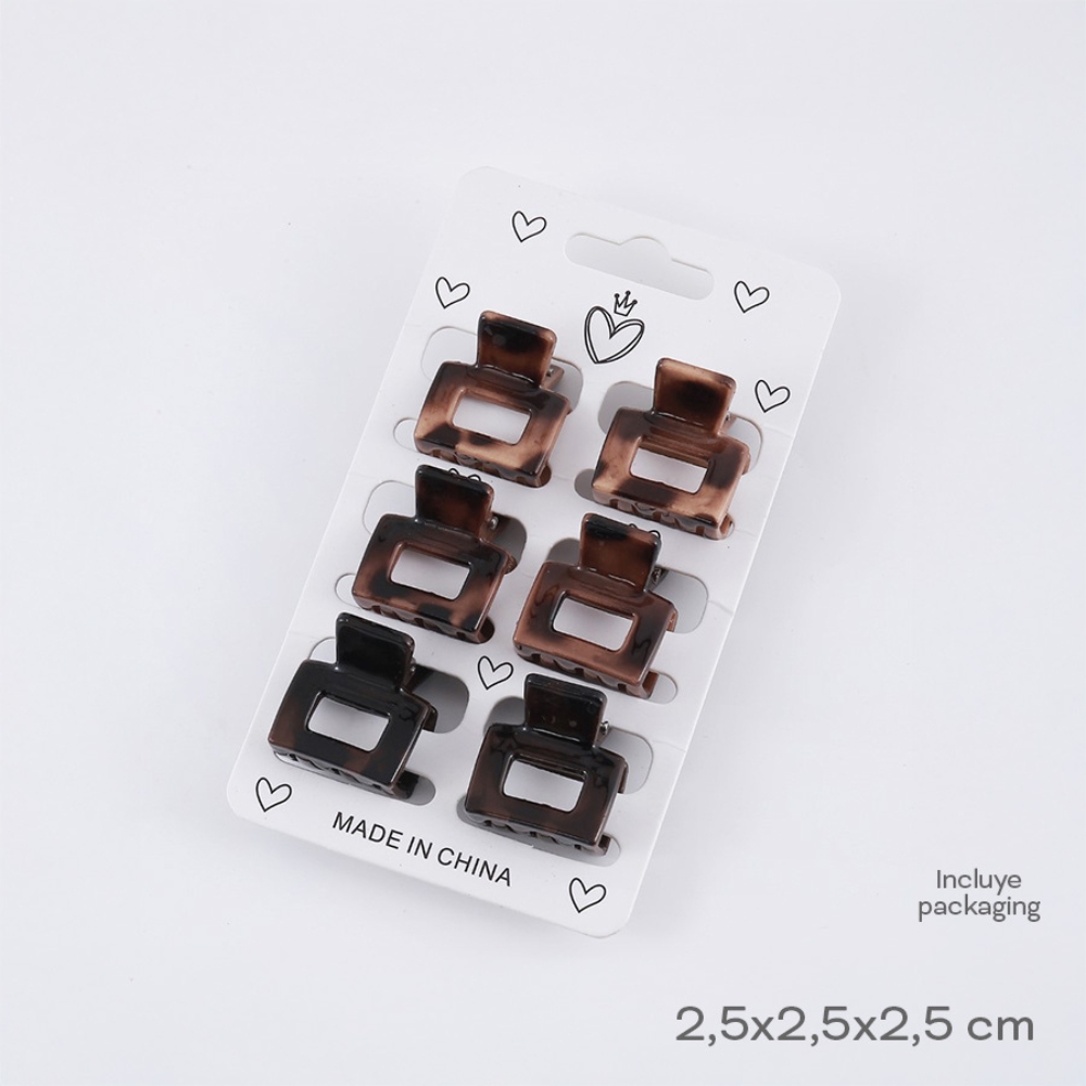 BROCHES SET X6 RECTANGULAR VARIOS COLOES ART 54617 DAO