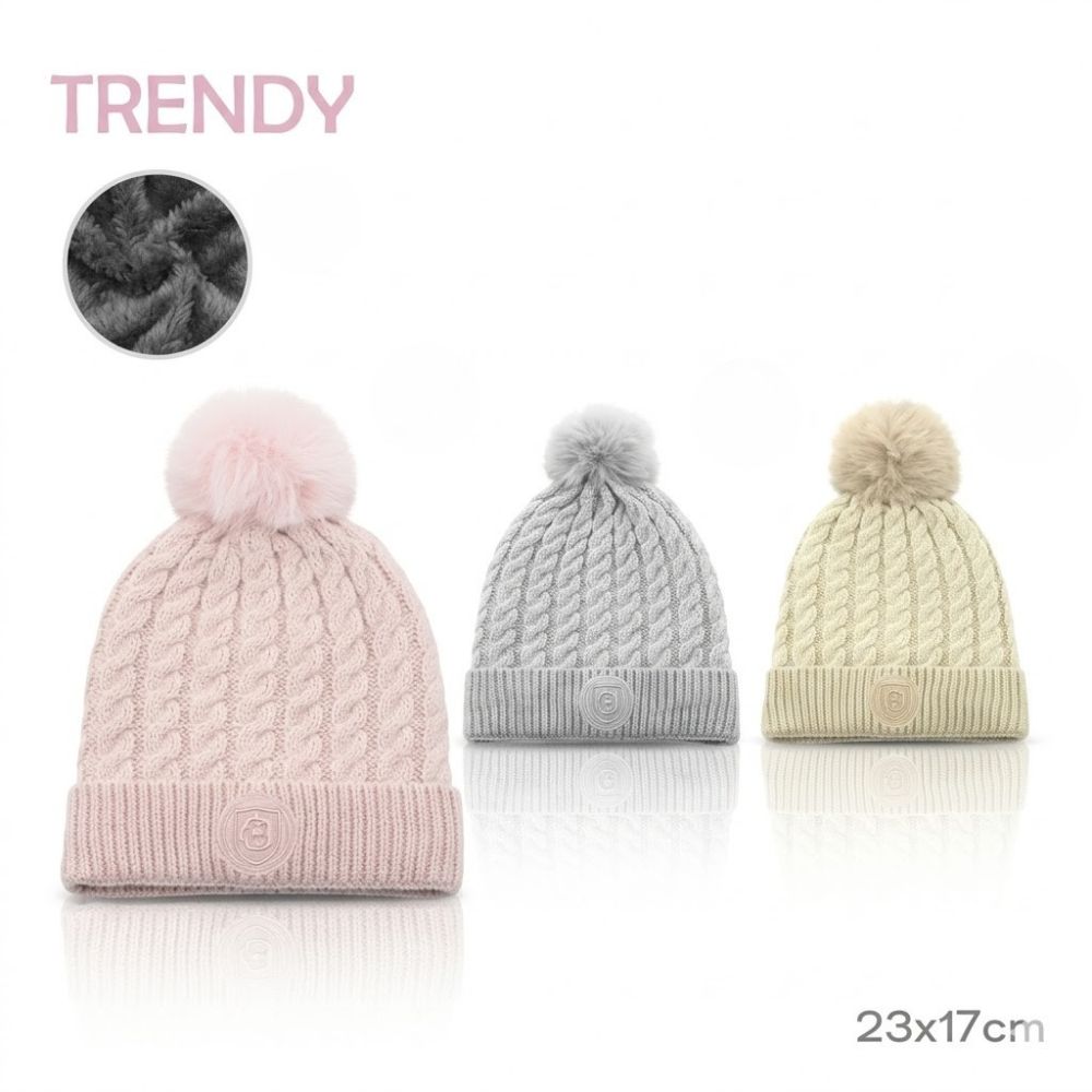 GORRO TRENDY BEIGE/GRIS/ROSA ART 18888 DAO
