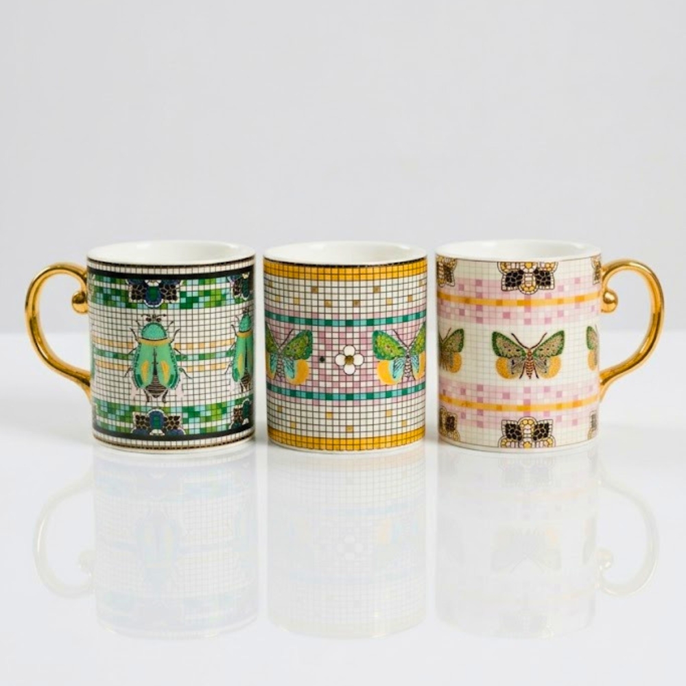TAZA CERAMICA MOSAICOS MARIPOSA ART 2412123 CAO