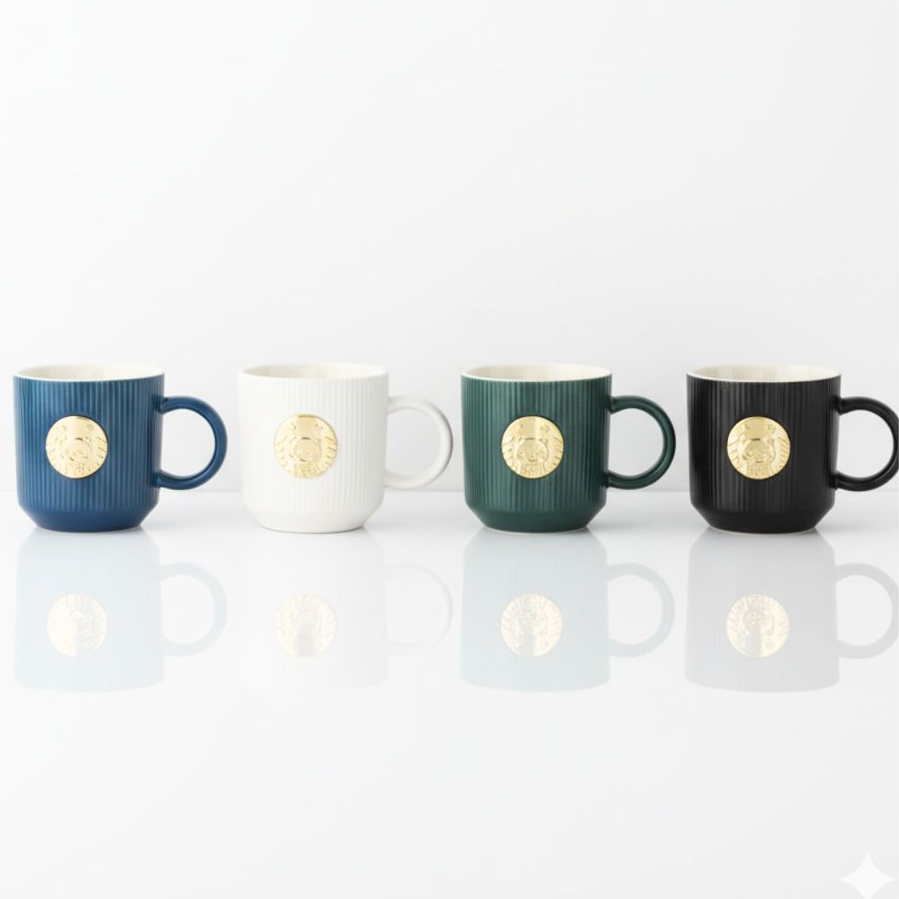 TAZA CERAMICA C/DETALLE DORADO 400ML ART 25040197 CAO
