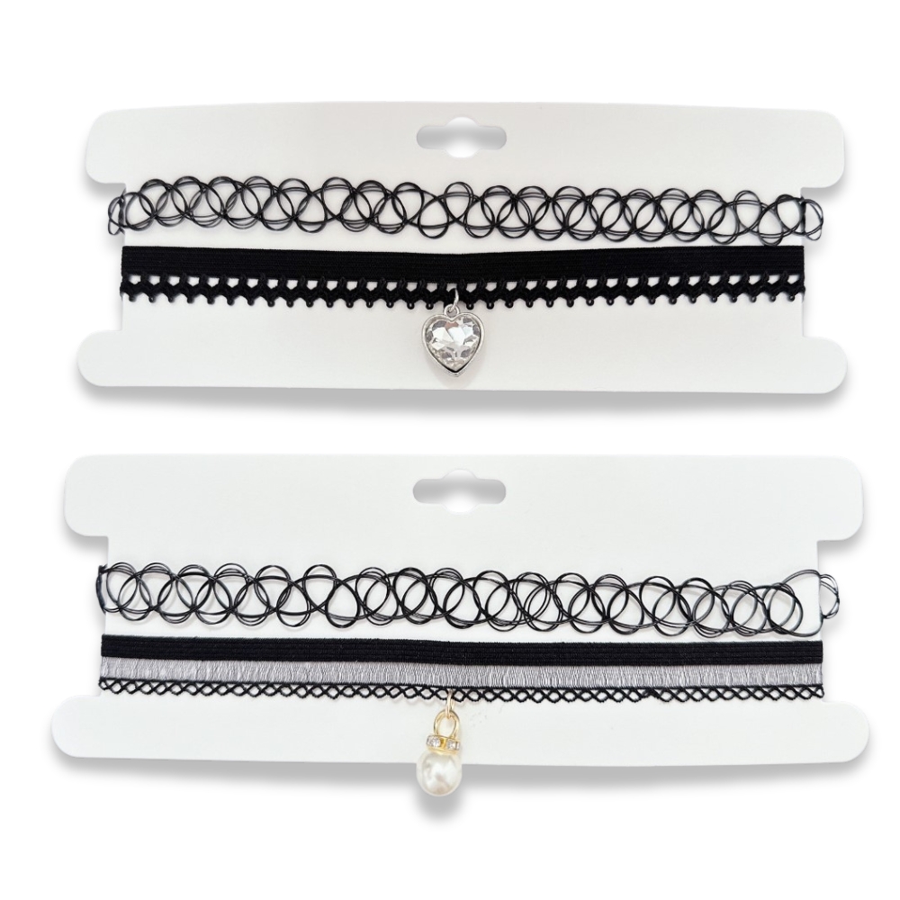 SET CHOKERS C/DIJE CORAZON / PERLA ART 55203 DAO