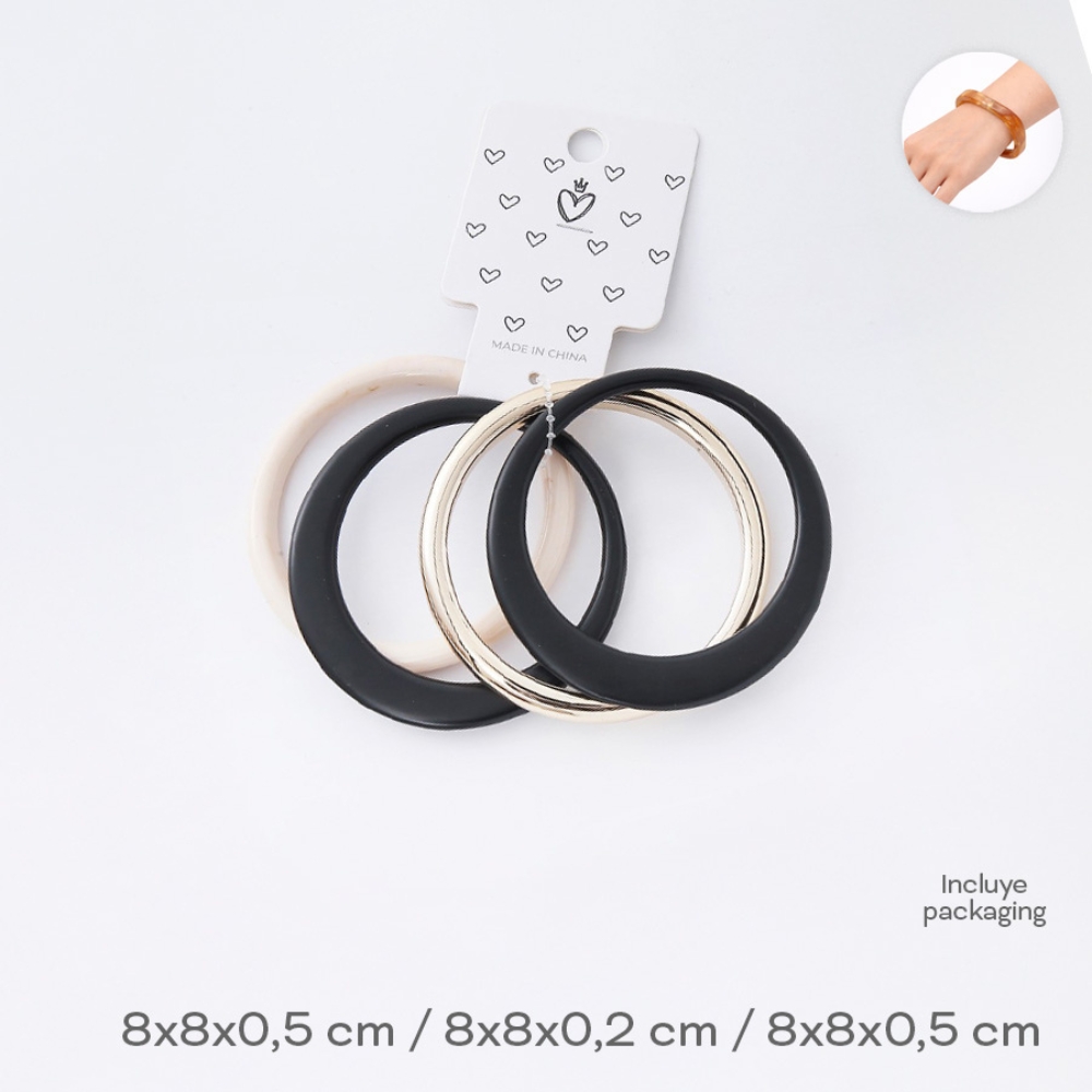 SET PULSERAS X4 GOLD/BLACK TRENDY ART 55077 DAO