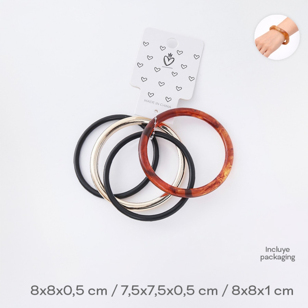 SET PULSERAS X4 GOLD/BLACK/CAREY TRENDY ART 55078 DAO